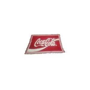 Vintage 1993 Coca Cola Throw Blanket-Woven with Knit Tapestry and Fringe 68"x44"